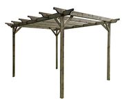 Arbor Garden Solutions Wooden pergola kit - Sculpted design rafters (1.8m x 3m 4 posts, Rustic Brown)