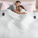 Bearhug Heated Blanket Queen Size 84" × 90", Dual Controller Electric Blanket, Velvet & Sherpa Heating Blanket, 10-Heating Level & 0.5-12H Auto Off, Over-Heat Protect, ETL, Machine Washable-White