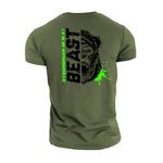 GYMTIER Strongman Beast Green Men's Gym T-Shirt Bodybuilding Training Workout Lifting Top Clothing, Green, XL