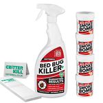 CritterKill Bed Bug Killer Kit - For Low Level Home Infestation - Bedbug Spray + Smoke Bombs + Insect Traps (1L / 4x16g / 6)