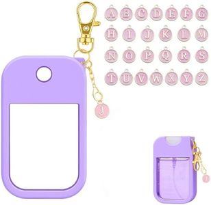 SAANG & JAT Personalized Hand Sanitizer Spray Case Compatible with Touchland, Silicone Case with 26 Letters Keychain for Touch Land Mist Case 1FL OZ, Perfect for Travel, Work, and Daily Use (Purple)