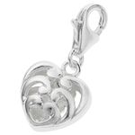 Dreambell 925 Sterling Silver Flower Love Heart Dangle Bead European Lobster Clip On Charm