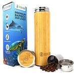 ECO/EGO Organic Bamboo Tumbler for tea, fruit, or coarse ground coffee. 17 oz.(500ML) stainless steel and bamboo construction. Mesh filter and strainer included. Great for work or travel.