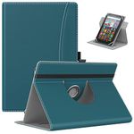 MoKo Universal Case for 7"- 8" iPad Mini/Samsung Galaxy Tab/Lenovo/Kindle Fire Tablet, Lightweight PU 360 Degree Rotatable Shell Cover Case,with Kickstand & Pocket, Turquoise