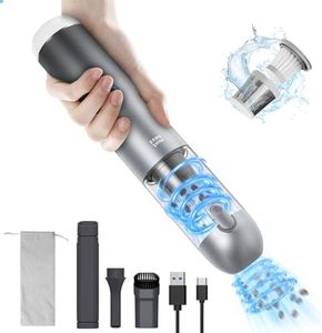 Minthouz 17000Pa Car Vacuum Cleaner, Powerful Cordless Handheld Vacuum Cleaner 120W, Ultra Lightweight Portable Mini Vacuum Rechargeable and LED/SOS Light for Car/Home/Pet Hair, Gradual Gray