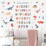 Tanlaby Dinosaur Alphabet Wall Stickers Animal Number ABC Wall Decals Early Educational Wall Art Sticker for Kids Baby Nursery Playroom Bedroom Classroom Kindergarten Wall Decor