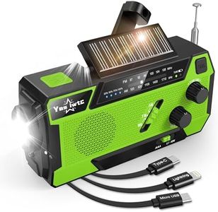 Yesiwtc 7400mWh NOAA Emergency Weather Radio with 3 in 1 Charging Cable - Solar Hand Crank Alert Radio - 3 Power Supply Methods - SOS Alarm, Flashlight for Hurricane Emergencies