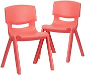 Flash Furniture Whitney 2 Pack Red Plastic Stackable School Chair with 13.25" Seat Height