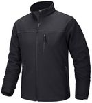 TACVASEN Men's Tactical Jackets Softshell Fleece Lined Coats for Winter Water Resistant, Black, M