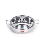 Sumeet Stainless Steel Induction Bottom (Encapsulated) Kadhai with Glass Lid Size No.11 (1.5 litres, 20.5 x 20.5 x 6.6 Cm)