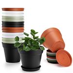 16 Pack Plastic Plant Pots with Drainage Holes and Tray, 4 inch Thickened Indoor Planters Seedlings Nursery Pots for Flowers, African Violet, Succulent and All House Plants, Colorful