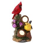 TERESA'S COLLECTIONS Birds Garden Statues with Solar Lights,Cardinals Figurine for Garden Decor, Resin Lawn Ornaments for Fall Porch Decor Patio Yard Decorations Housewarming Gifts for Mom 9.4"