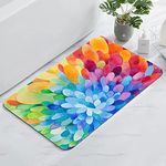 YISUMEI Bathroom Rug,Absorbent Non-Slip Indoor Rugs for Bathtub and Shower Floor,Durable Rubber Backing Print Bath Mat,17"x24",Abstract Colorful Coral Flower Plant Modern