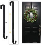 LBSUN Wreath Hanger, Adjustable Over The Door Wreath Hanger from 14.9 to 25 Inches & Wreath Holder & Wreath Door Hanger for Front Door Decor 20 lbs Larger Christmas Decorations Hook (Black)