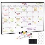 HILYFE Monthly Planner Whiteboard A3- Magnetic Fridge Calendar for Cupboard & Wall with 4 Dry Erase Markers - Meal Planning Memo Board - Task Planning and Event Reminder Notice Board