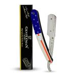 Fortive Gentleman Flag Printed Barber -Shaving Razor for Men's Styling and Grooming - Straight Shaping Blade for Beard, Face, and Hair - Single-Edge Stainless Steel Cut Throat - Perfect for Saloon Use