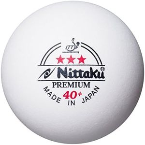 Nittaku NB-1301 Three Star Premium Table Tennis Balls, Official Rigid Ball, Plastic, Pack of 12, White, 1.6 inches (40 mm)