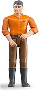 bruder 60007 - bworld Hombre con piel clara y pantalones marrones - 1:16 Figura de juguete, Granjero, Granja, Hombre