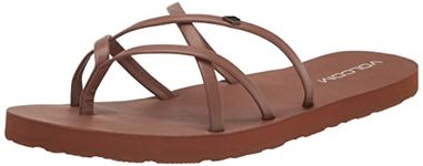 Volcom Women's New School Flip Flop Sandal, Cognac, 10