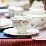 Vigneto Floral Orchid Bliss Cup and Saucer Set (Vintage Collection) for Tea/Coffee/Hot Drinks | Set of 6 Cup & 6 Saucers, 210 ML | Finest Premium Porcelain