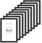 HAUS AND HUES Solid Oak 4x6 Black Photo Frame for Wall or Tabletop Set of 9-4x6 Frame Black, 4 by 6 Picture Frame, Wall Frame 4x6 Frames for Pictures, 4x6 Picture Frame Black Wood (Black Oak Frame)