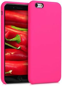 kwmobile Carcasa Compatible con Apple iPhone 6 Plus / 6S Plus Funda - Case TPU y Silicona antigolpes - Apto Carga inalámbrica - Rosa neón