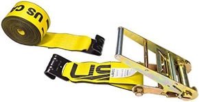 US Cargo Control 4 Inch Flat Hook Ratchet Strap, 4 Inch x 30 Foot, Yellow Heavy Duty Ratchet Straps with Black Flat Hooks, 5,400 lbs. Working Load Limit, Tie Down Straps for Flatbed Trailer