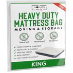 King Size Mattress Bag for Moving and Storage - 5 Mil Mattress Cover for Moving and Storage - Mattress Protector Storage Bags - Heavy Duty, Reusable, Tearproof