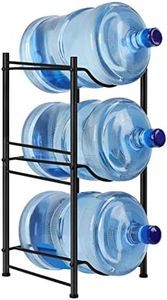 smusei 5 Gallon Water Bottle Jug Holder 3 Tier Heavy Duty Water Cooler Jug Storage Rack Detachable Gallon Water Jug Bottle Organizer Shelf for Home Kitchen Office Space Save, Black