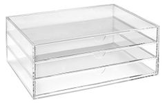 OSCO Landscape Clear Acrylic 3 Tier Papersorter | A4 Document Storage | Filing Drawers | Paperwork Organiser | Desk Tidy | Lego Sorter| Coffee Capsule Pods Holder | H13 x D23 x W33 cm |