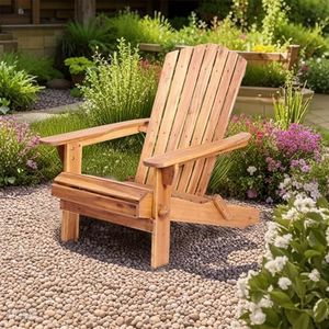 Ptsuker Folding Adirondack Chair For Relaxing Garden Chair Outdoor, Stackable, Arm Rest, Ergonomic, Wooden Accent Furniture Lounge Chairs for Garden, Patio, Backyard Deck
