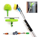 16ft-20ft-24ft Telescopic Water Fed Window Cleaning Pole, Solar panel Conservatory Roof Cleaner, Extended Extension Extendable Water Fed Squeegee Tool Brush Kit