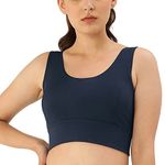 Enamor Athleisure-Padded Wirefree Full Coverage Medium Impact Dry Fit Sports Bra for Womens(E117_NAVY_M)