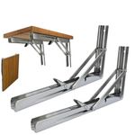 FreeTec 12'' Folding Shelf Brackets, Heavy Duty Stainless Steel DIY Wall Mounted Collapsible Triangle Brackets, Space Saving for Table Work Bench, Max. Load 330 lb, Pack of 2