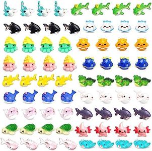 BBTO 36 Pcs Resin Ocean Animal Figurines Ornaments Miniature Ocean Animals Mini Resin Figures Aquarium Ornaments Charms for Fish Tank Decorations Birthday Party Favor Fairy Garden Accessories Gift