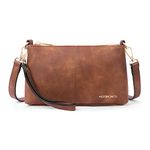 WESTBRONCO Crossbody Bag for Women Vegan Leather Wallet Purses Satchel Shoulder Bags Small Size, Leather-brown, 9.06"(L) x 2.56"(W) x 5.91"(H), Casual