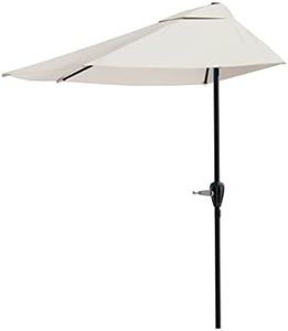 Pure Garden Demi-parasol de terrasse de 2,7 m – Ouverture en demi-cercle facile à manivelle – Pour contre un mur, un porche ou un balcon (brun roux)