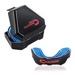 Champs MMA Mouth Guard with Case – Martial Arts Training Equipment Mouthpiece– Wrestling Mouthguard for Boxing, Muay Thai, Contact Sports for Adults and Kids 10+ Boxing Equipment (Black/Cyan)