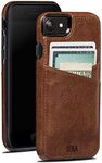 Sena Cases Lugano Wallet, Genuine Leather Drop Safe Protection Card Holder Case for New iPhone SE 2020 / iPhone 8 / iPhone 7, Cognac