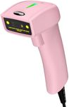 Symcode Handheld Barcode Scanner USB Wired 2D 1D QR Code for Computer POS Support Automatic Screen Scanning, for Mobile Payment, Store, Supermarket, Warehouse Pink