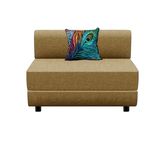 Dr Smith Folding Leg Sofa-Bed | Single Seater - 3' X 6' Feet | Sofa Cum Bed Jute Fabric Washable Cover with Cushion - Color Golden