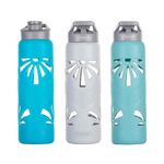 GLASAFE Transparent Borosilicate Glass Water Bottle with Silicone Cover - Smart 750ml Unbreakable Sipper for Office, Home, Gym, Travel - BPA Free, Leak Proof, Premium bottle Pack of 3