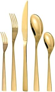 Otto Koning - Berlin - 20 Piece Gold Cutlery Set for 4 People, Stainless Steel Flatware, Tableware Silverware Set with Steak Knife and Fork Sets, Elegant Design, Mirror Polished and Dishwasher Safe