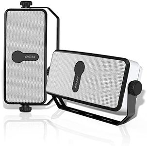 Inwa Bluetooth Outdoor Speaker, IPX5 Waterproof Wall Mount Speaker, Wireless Sync Up to 100 Speakers, Connect Seamlessly to Phone, Computer, Echo Dot, Suitable for Patio, Porch, Gazebo, Garage, 2 PCS