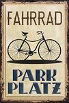 Bicycle Parking Aluminium Sign for Outdoor Use - Decorative Sign Made of Aluminium Dibond Weatherproof 30 x 20 cm (Neutral)