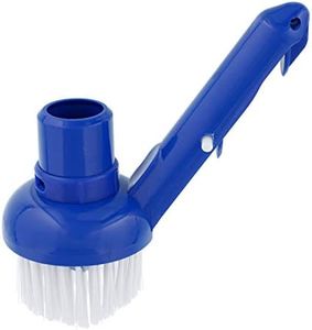 Swimming Pool Corner Vacuum Brush with Adjustable Vacuum Ring - Connects to Standard 1-1/2" Vacuum Hose and 1-1/4" Poles - Clean Corners, Steps, Stairs, Spa Jets - Safe for Concrete, Vinyl Liners