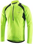 ARSUXEO Men's Half Zipper Cycling Jerseys Long Sleeves MTB Bike Shirts 6031, Mens, Green, US S