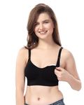 Fabme Women's Nylon Padded Wire Free Everyday Bra Black