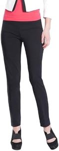 SLIM-SATION Women's Wide Band Pull On Ankle Pant with Tummy Control, Black, 12