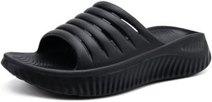 GPOS Womens Recovery Slides Sandals with Orthotic Plantar Fasciitis Relief Comfortable Athletic ladies Sandals with Thick Cushion Sole for Indoor Outdoor AllBlack Size 9